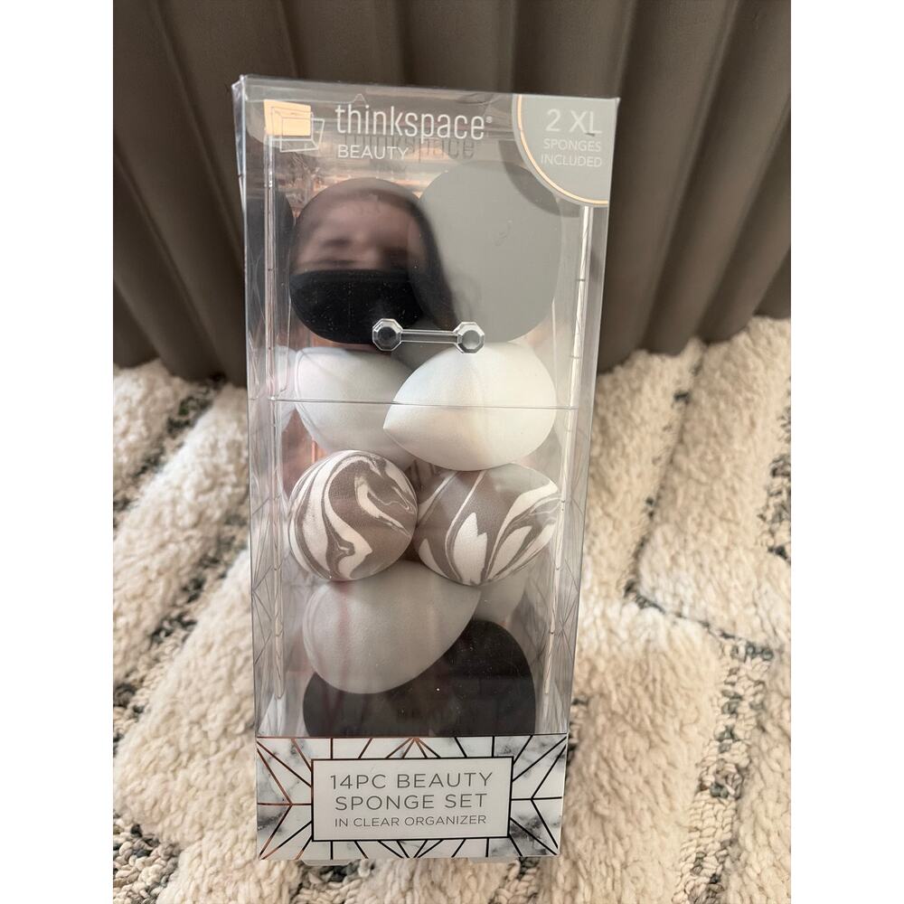 Thinkspace Beauty - 14 PC Beauty Sponge Set in Clear Organizer with 2 XL Sponges